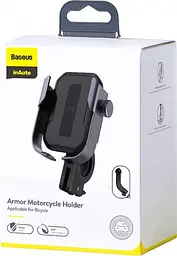 Мото-велотримач для смартфона Baseus Armor Motorcle holder SUKJA-01 Black - мініатюра 4
