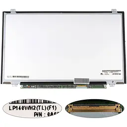 Матриця 14.0 LP140WH2-TLF1 (1366*768 40pin LED SLIM (вертикальні вушки) глянець роз'єм праворуч знизу) для ноутбука (renew)
