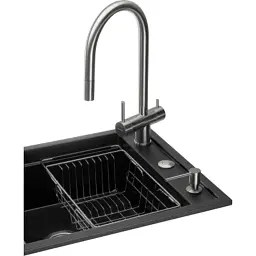 Мийка кухонна GRANADO Royal Artes black shine (+ подрібнювач Algar 1000 + змішувач Ferrol inox + дозатор Redondo inox (ksg1301) - мініатюра 2