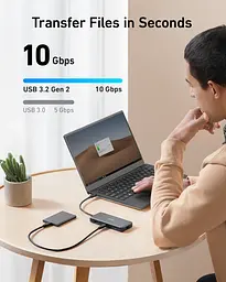 Перехідник Anker PowerExpand 8-in-1 - PD in 100 W/HDMI/2 xUSB-A/USB-C 10 Gbps/LAN/SD Black (7255316) - мініатюра 2