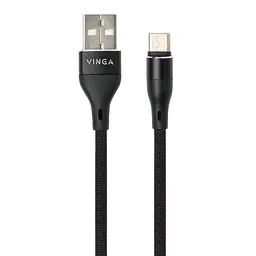 Дата кабель USB 2.0 AM to Type-C 1.0m cylindric nylon back Vinga (VCPDCTCCANB1BK) - мініатюра 2