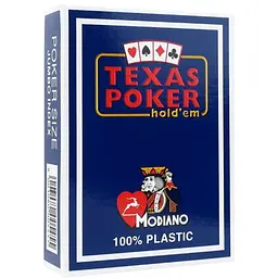 Карти гральні Modiano Texas Poker 100% Plastic 2 Jumbo Index (blue) (ВР_КИМТППБ)