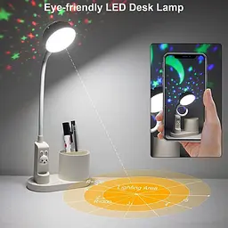 LED настільна лампа для дітей Hacevida з підставкою для ручок, нічник з автоматичною зміною кольору, диммована, акумуляторна, біла - мініатюра 2