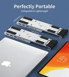 Підставка для ноутбука Choetech HUBM43SL + док станция USB-C 7in1 - мініатюра 7