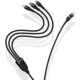 Кабель Baseus Flash Series Ⅱ 3-in-2 Cable USB+Type-C to MicroUSB+Lightning+Type-C 100W 1.2m CASS030101 Black - мініатюра 5