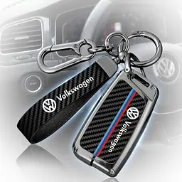 Чохол ключа Volkswagen (карбон, пласка форма)+ремінець+брелок