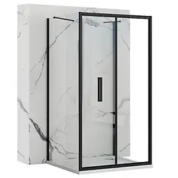 Душова кабіна Rea Rapid Fold 100x100 black пристінна REA-KPL-09918, Чорний матовий, Універсальна, прозрачний, Чорний матовий