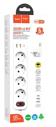 Мережевий фільтр Hoco NS1 Aura 4-bit PD 20W 2xUSB+Type-C (White) [69974] - мініатюра 5