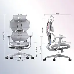 Крісло геймерське Sihoo Xallking X5C Mesh Grey (X5FC-N101) - мініатюра 6