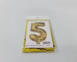 Фольгована куля, 5, золотий, цифра, 100 см, 1 штука, для оформлення свята - мініатюра 2