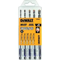 Набір свердел DeWALT універсальних MULTI MATERIAL IMPACT, 5 шт, пластиковий кейс (DT60099)