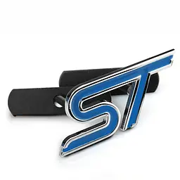 Емблема напис ST для Ford в решітку синя 82х35 мм метал (на кріпленнях)