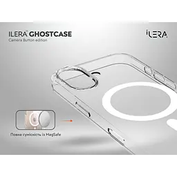 Чохол iLera GhostCase Camera Button with MagSafe для Apple iPhone 17 Transparent (ILGCAClCaBk17) [150392] - мініатюра 4