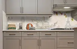 Вініловий кухонний фартух Весна у Парижі наклейка для кухні Ейфелева вежа Місто Бежевий Happy Pocket Z181521 - мініатюра 5