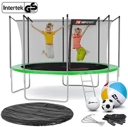Батут Hop-Sport 12ft (366см) зелений із внутрішньою сіткою - мініатюра 2