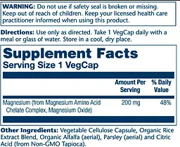 Магній хелат, Solaray Magnesium Amino Acid Chelate 200mg - 100 vcaps - мініатюра 2