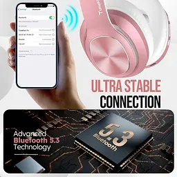 Бездротові навушники-вкладки Bluetooth 5.3, 80 годин відтворення, звукові режими 3EQ, стерео HiFi, рожеве TuneFlux T6  - мініатюра 6