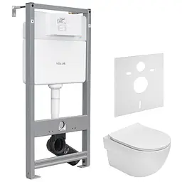 Комплект інсталяція 4 в 1 Volle Master Evo 212010 + унітаз Roca Meridian Rimless A34H242000 з сидінням Soft Close, Білий