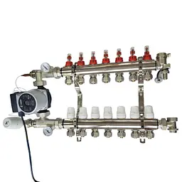 Колектор JL для теплої підлоги на 7 контурів в зборі з насосом