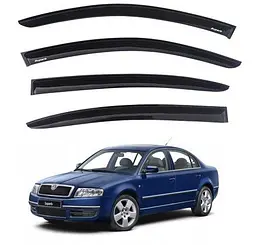 Дефлектори окон ветровики Skoda Superb I 2001-2008 Седан Скотч 3M Voron Glass