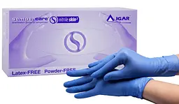 Рукавички нітрилові ІGAR Sempercare Nitrile Skin2 оглядові, нестерильні, неприпудрені, сині, розмір L 50 пар.