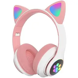 Навушники бездротові Cat Rainbow LED ear STN-28 котячі вушка Bluetooth 5.0 з картою пам'яті та FM - мініатюра 3
