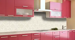 Кухонний фартух Вензель Бежевий вініловий візерунок для кухні 65х250 см Абстракція Бежевий Happy Pocket Z183952 - мініатюра 3