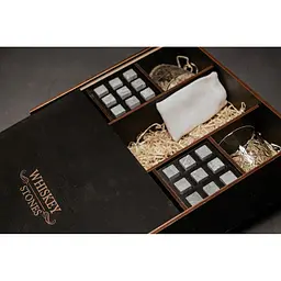 Подарунковий набір Whiskey Stones камені для віскі у дерев'яному пеналі №8 + 4 склянки Bormioli Rocco Dedalo + щипці + мішечок - мініатюра 3