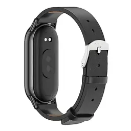 Шкіряний ремінець Mijobs для фітнес браслета Xiaomi Mi Smart Band 8 Black - мініатюра 3