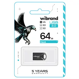 Флеш-накопичувач Wibrand USB 2.0 Hawk 64Gb Чорний - мініатюра 2
