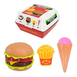 Ігровий набір імітації їжі фастфуд Delicious Fast Food з гамбургером, картоплею фрі та морозивом (185-91)