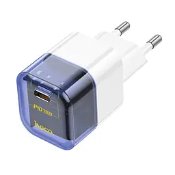 Блок живлення Hoco CS125a 25W зарядний пристрій адаптер 1 USB-C прозорий синій