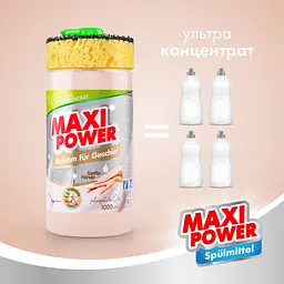 Засіб-бальзам для миття посуду Maxi Power Мигдаль з губкою, 1 л - мініатюра 6