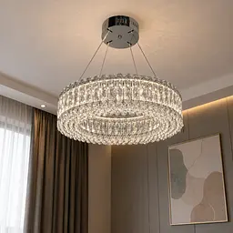 Кришталева підвісна LED люстра Diasha 8693-500CH у хромі