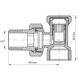 Вентиль Koer радіаторний кутовий хромований 1/2"x1/2" KR.902.CHR KR2821 - мініатюра 2
