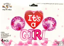 Набір фольгованих кульок "It's a Girl" 4 шт святкові декорації - мініатюра 2