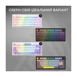 Клавіатура Ajazz AK820 V2 White Peach Switch Wireless/Bluetooth/USB UA White (AK820-V2-WP-S-W) - мініатюра 7