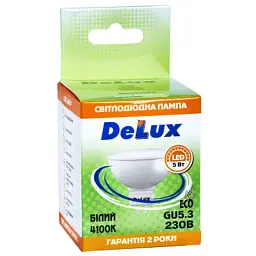 Лампочка Delux JCDR 5Вт 4100K 220В GU5.3 (90001293) - мініатюра 3