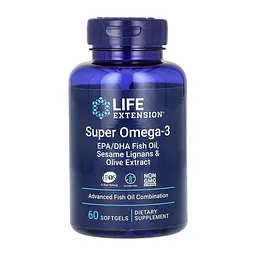Омега-3 Life Extension Super Omega-3 EPA/DHA Fish Oil Sesame Lignans & Olive Extract 60 softgels