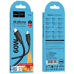Дата кабель Hoco X124 Bien silicone Type-C to Type-C 60W (1m) Black - мініатюра 3