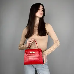 Сумка жіноча шкіряна Virginia Conti 02733_С червона рептилія - мініатюра 6