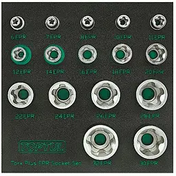 Набір головок Torx Plus EPR 1/4"&3/8"&1/2" 6EPR-32EPR 16 од. Toptul GABF1601