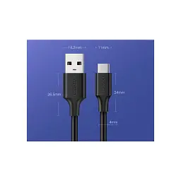 Дата кабель USB 2.0 AM to USB-C 0.25m 3A US287 black Ugreen (60114) - мініатюра 3