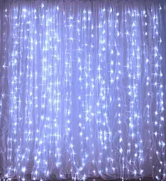 Гірлянда штора Водоспад 3х2.6 м 280 LED (прозорий шнур, з перехідником) Білий світ - мініатюра 5