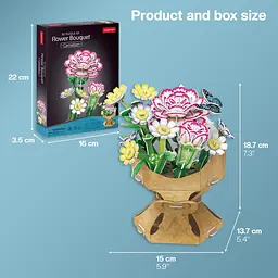Тривимірна головоломка-конструктор Cubic Fun Flower Bouquet Carnation Букет квітів Гвоздики (W3300h) - мініатюра 7