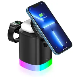 Бездротова док-станція 3в1 T15 3in1 15W+5W+3.5W чорна - мініатюра 3