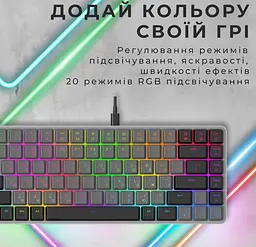 Клавіатура ігрова механічна GamePro GPMK-141R Red Swich Low Profile 75 RGB Dark Gray - мініатюра 6
