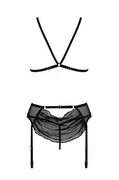 Комплект з відкритим доступом Passion DELIENA Set S/M black ліф стрінги пояс для панчох - мініатюра 4