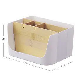 Органайзер для дрібниць МВМ My Home Scandinavia 17х13.5х9.5 см білий (FH-44 WHITE/WOOD) - мініатюра 2