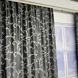 Жакардові штори сірого кольору з вензелем на тасьмі 2шт. 150х270 ALBO pbe0052393 - мініатюра 6